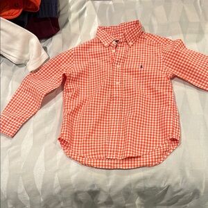 Ralph Lauren Kids Orange Plaid Button Down Shirt